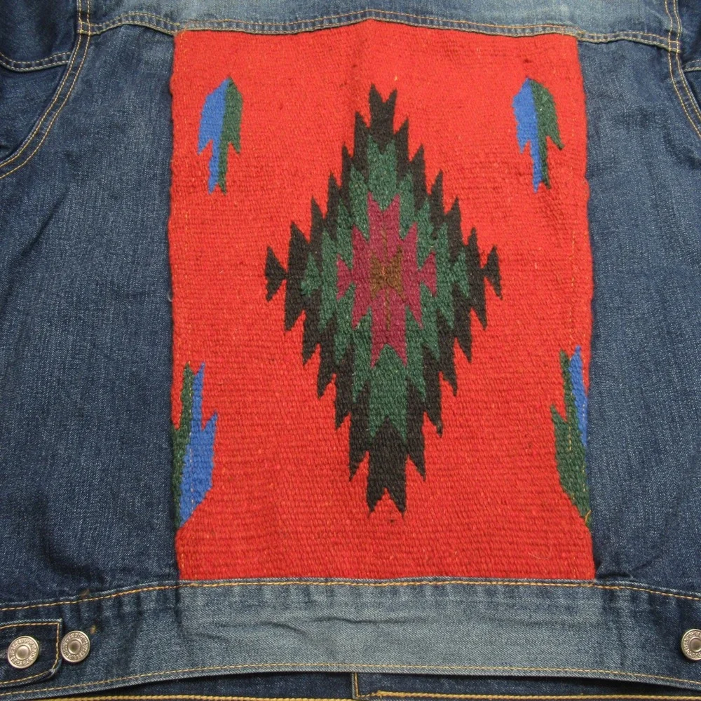 Levis Denim Jacket Men Medium Blue Button Relaxed‎ Trucker Hippie Whisker Patch - Picture 7 of 16